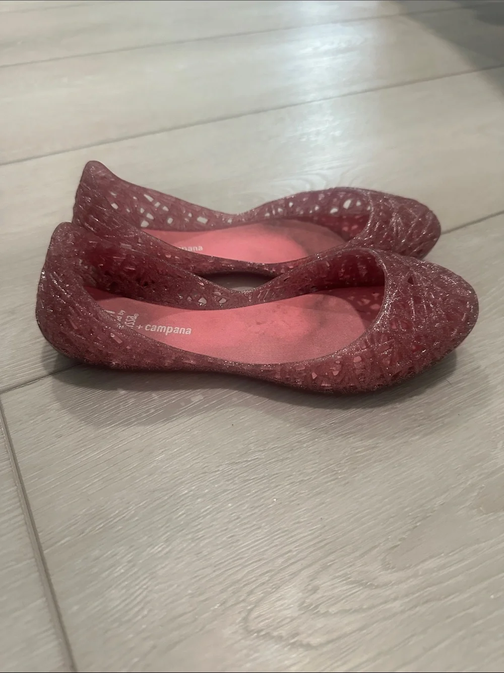 Mini Melissa Girls Pink Glitter Jelly Ballet Flats